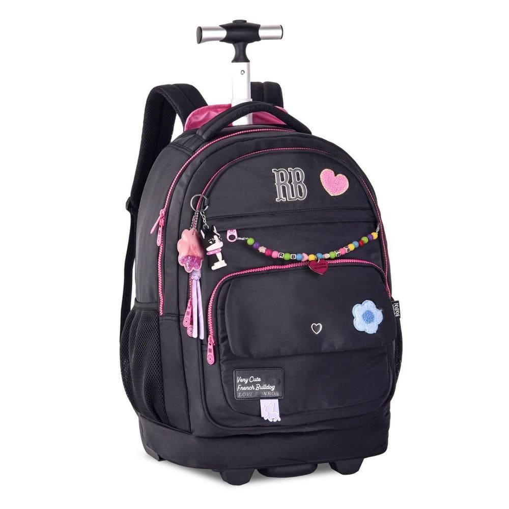 Mochila Mala Escolar Rodinhas Rebecca Bonbon Grande Chaveiro