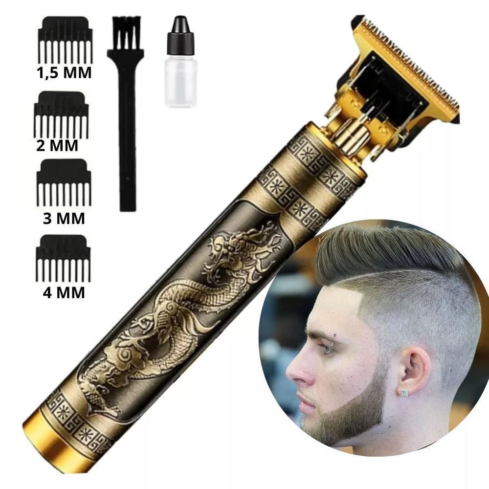 Máquina De Barbear Com 6 Pentes Cor Dourada