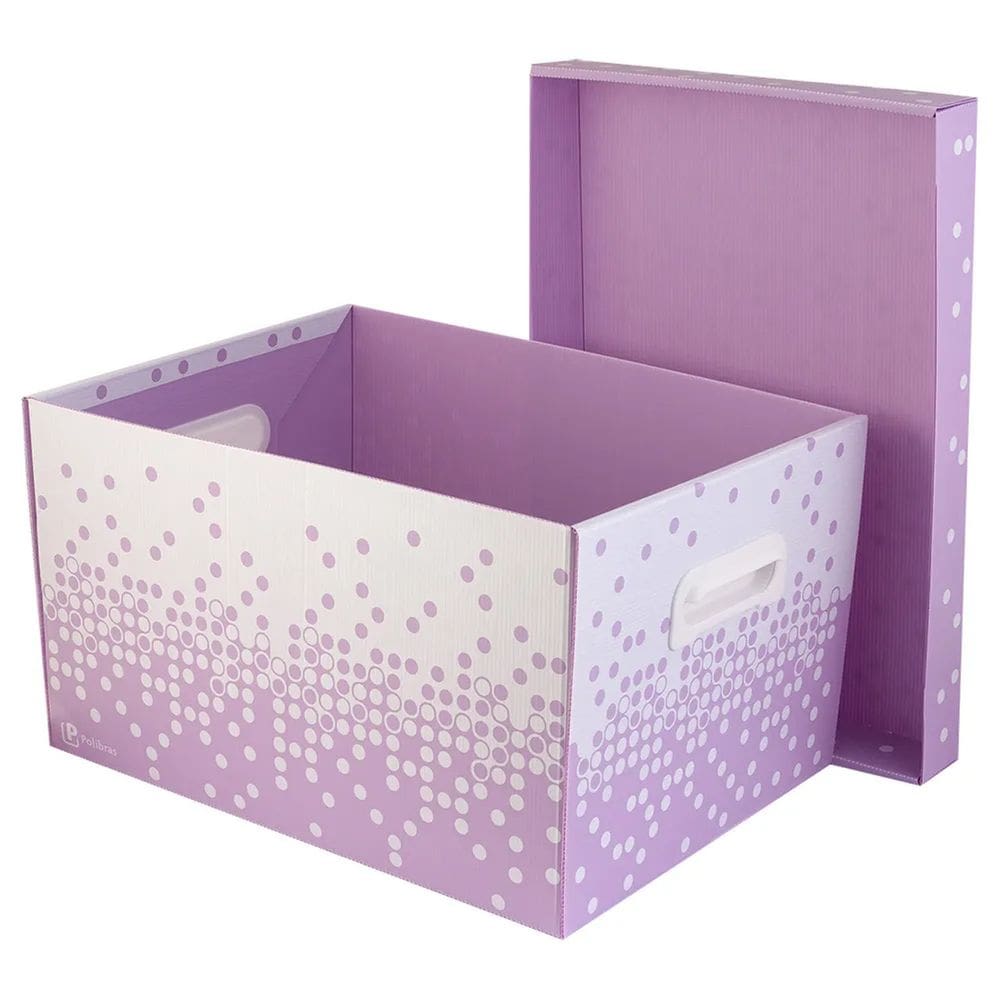 Kit 3 Caixa Organizadora Grande Com Pegador Dots Polibras