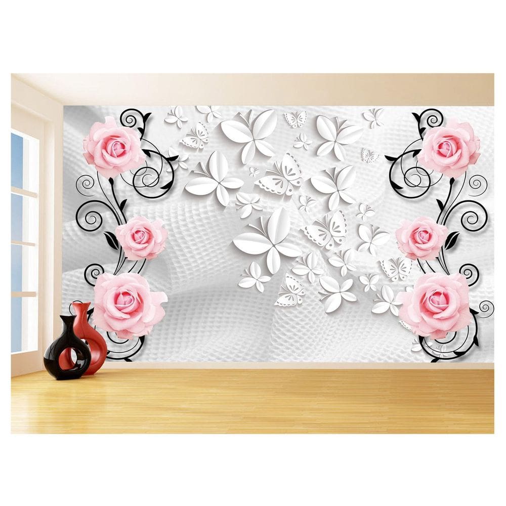 Papel De Parede 3D Floral Textura Sala Flores 3,5M Xfl254