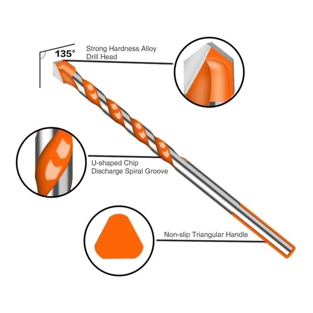 Broca De Torção Triangular Fura Tudo 6Mm 8Mm 10Mm 12Mm