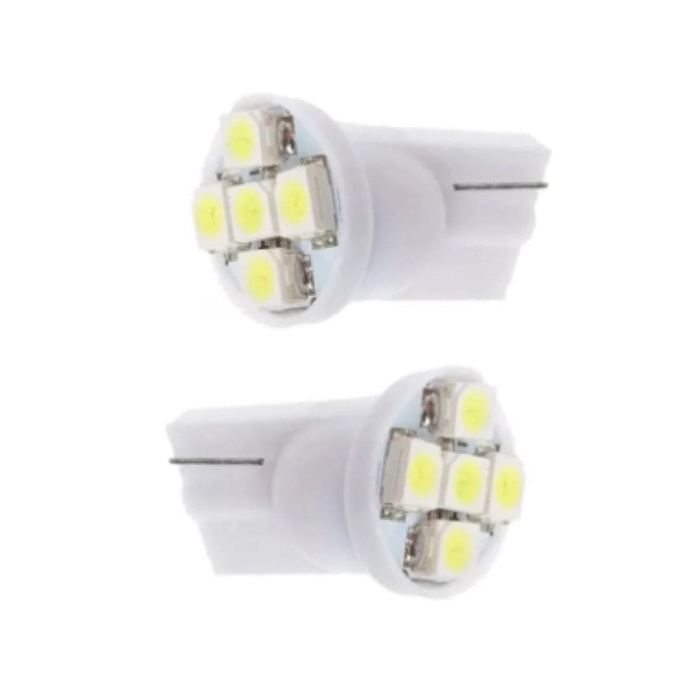 2X Lâmpada Automotiva T10 Cabeça Reta 5Led 12V Super Branca