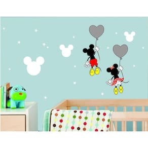 Adesivo De Parede Mickey E Minnie Balões
