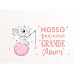 Adesivo De Parede Infantil Elefantinho Lua Com Frase Bebê