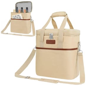 Bolsa Térmica Para Transporte de Vinhos OPUX até 6 Garrafas, Bege