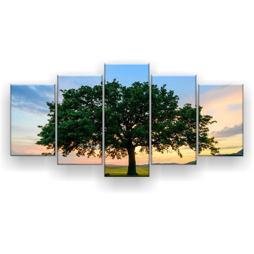 Quadro Decorativo Carvalho No Ocaso 129x61 Mosaico 5 Peças