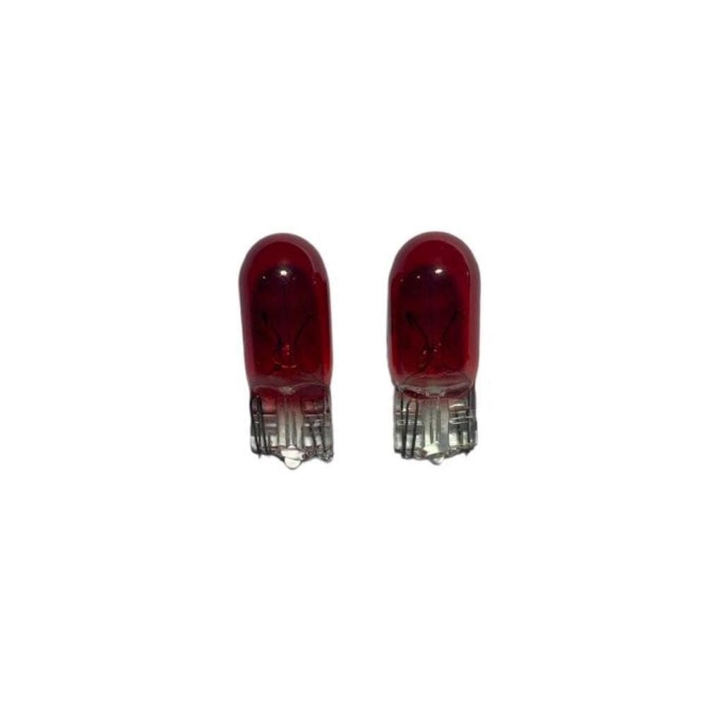 2X Lampada Filamento Vidro T10 12V W5W W2.1X9.5D Vermelho