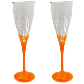 Kit 2 Taça Champanhe 140Ml Acrílico Evento Base Laranja