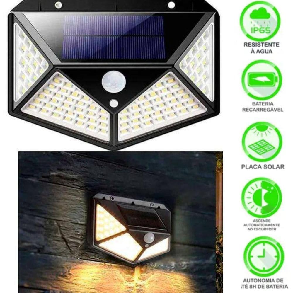 Luminária De Parede Com Painel Solar