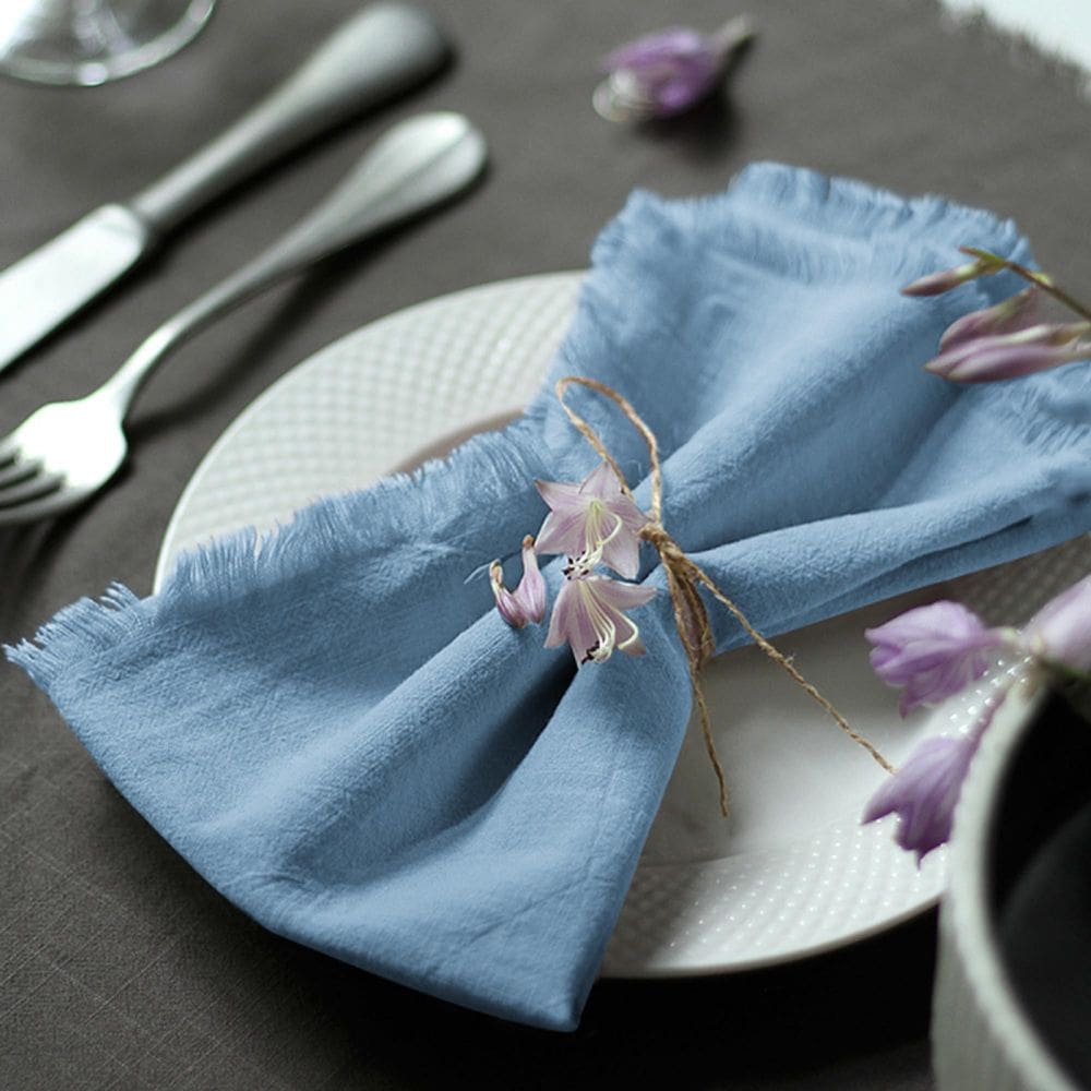 Conjunto de 12 guardanapos de pano Ayuzawa feitos à mão 100% algodão - azul