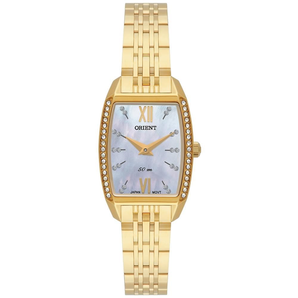 Relógio Orient Feminino Ref: Lgss0069 B3kx Retangular Dourado