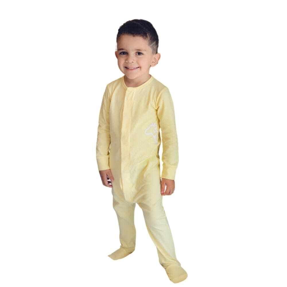 Macacão Magnético Amarelo com girafa lateral branca - 18 meses (1 a 2 anos)