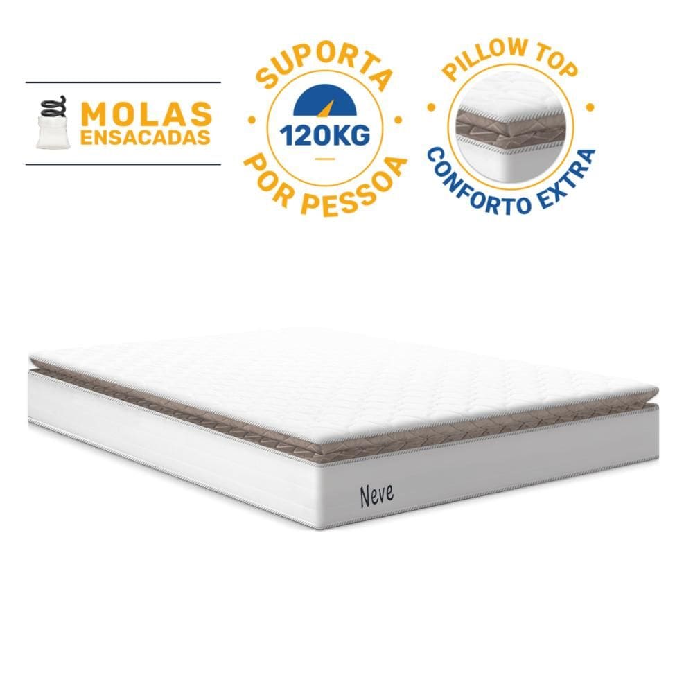 Colchão de Molas Ensacadas Pillow Top Neve Queen 158cm
