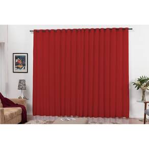 Cortina Roma Com Ilhós Lisa 3M Vermelha Oxford 2,50 Altura