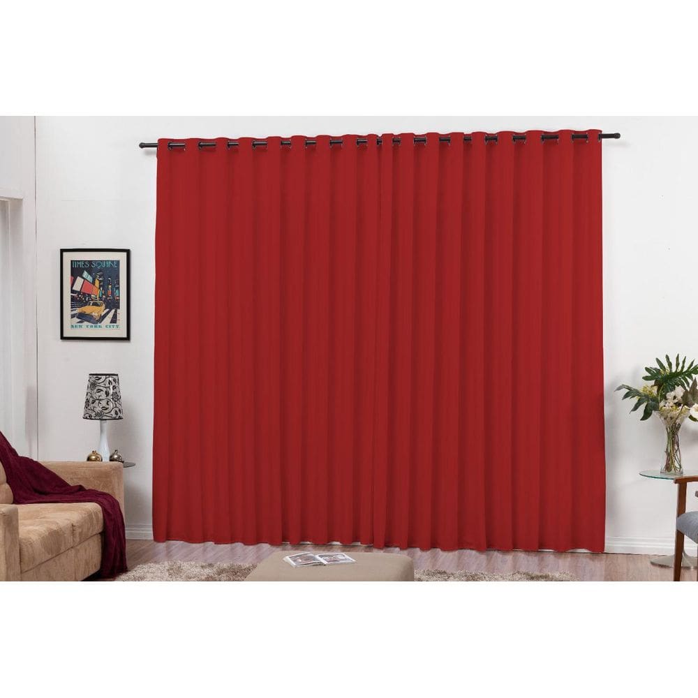 Cortina Roma Com Ilhós Lisa 3M Vermelha Oxford 2,50 Altura