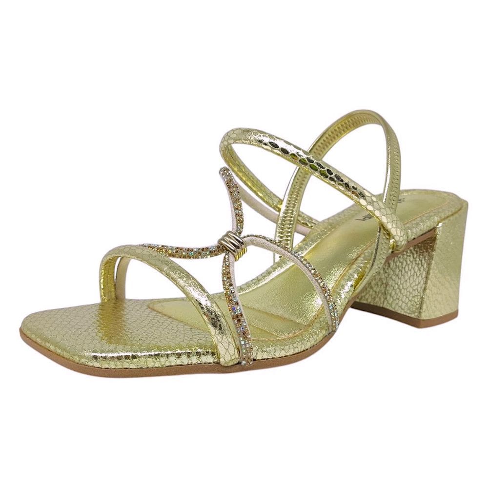 Sandália Feminina Salto Médio Metalizada Escamada Mississipi