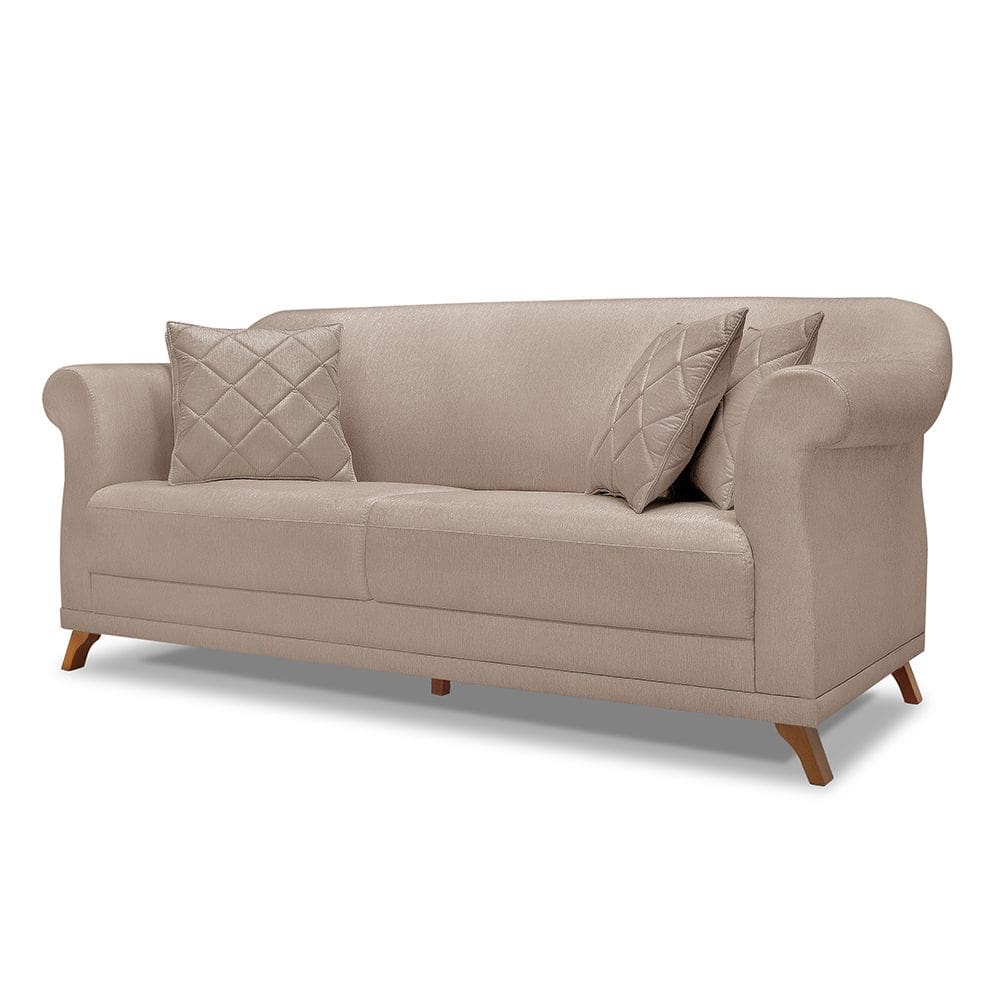 Sofá Amsterdam 2 Lugares 1,80 Linho Rustico Areia - Lucadi Home