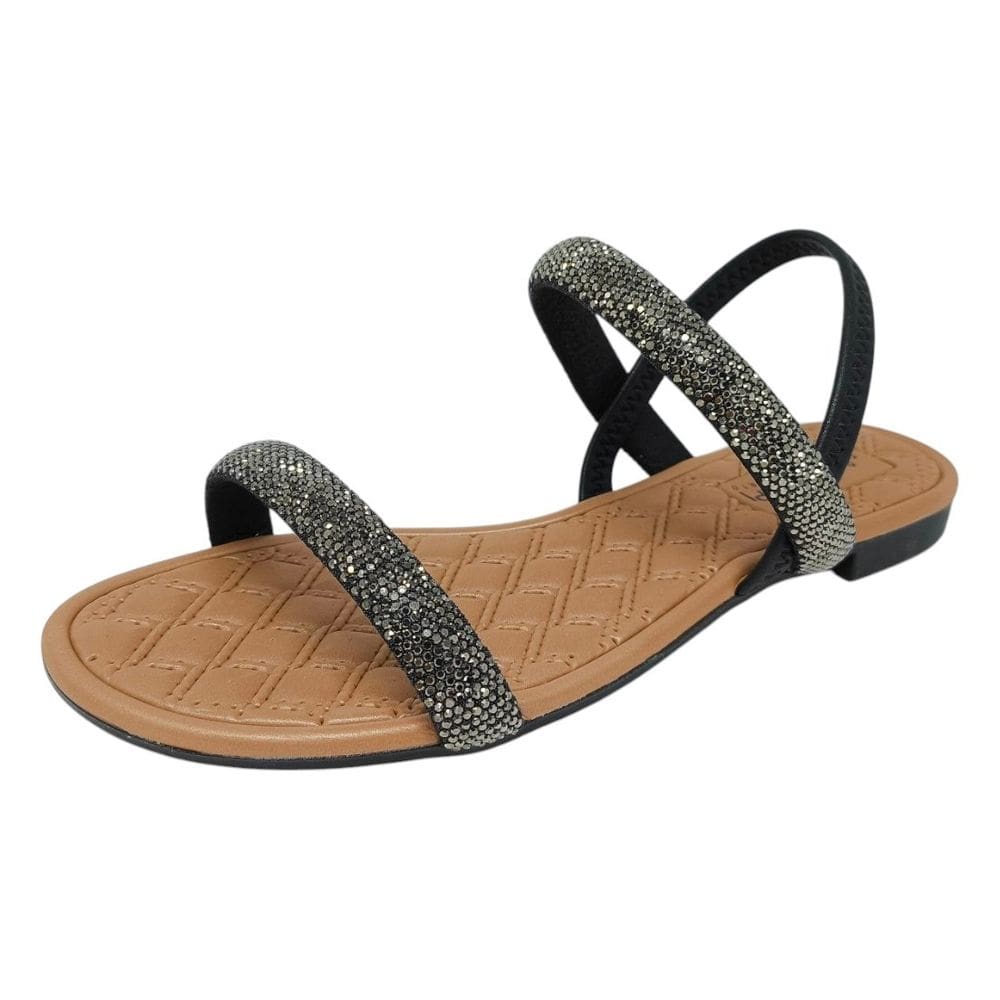 Sandália Rasteirinha Feminina Strass Moderna Mississipi