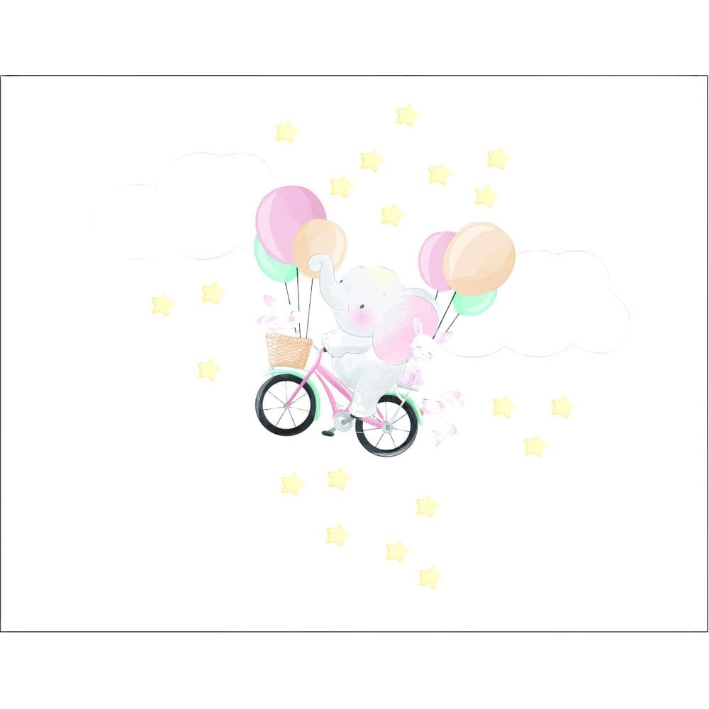 Adesivo De Parede Infantil Elefantinho Bebê Na Bicicleta