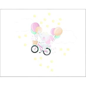 Adesivo De Parede Infantil Elefantinho Bebê Na Bicicleta