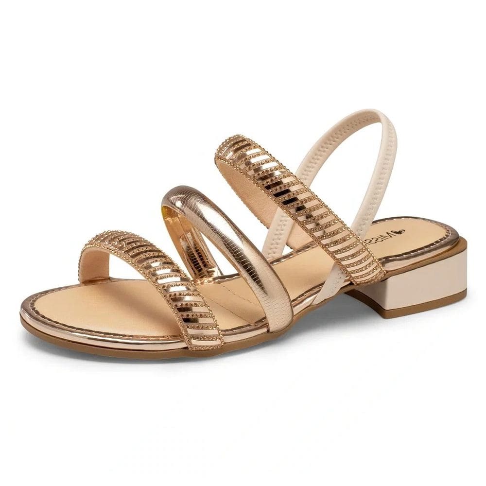 Sandália Feminina Salto Baixo Brilho Moderno Mississipi