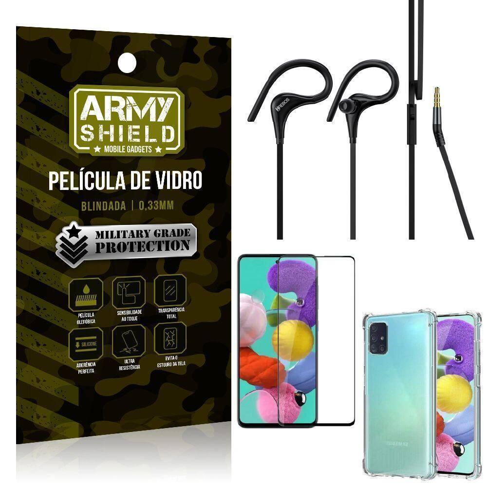 Capinha Samsung A51+ Fone Sport Hs92 + Pelicula 3D