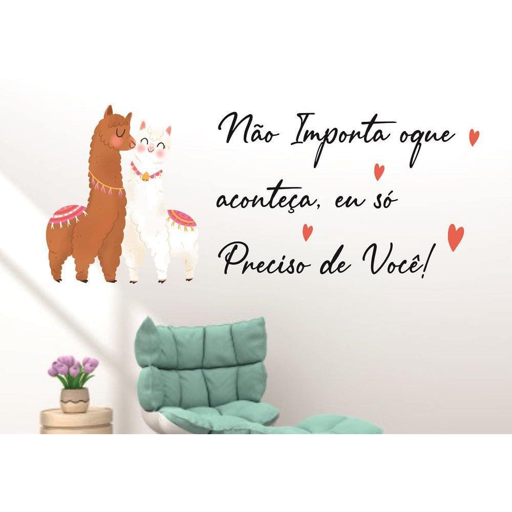 Adesivo De Parede Quarto De Casal Lhamas E Frase Romantica