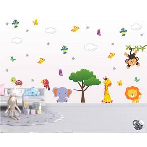 Adesivo Decorativo De Parede Infantil Safari Animaizinhos