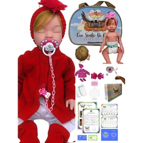 Bebê reborn boneca menina realista silicone olhos fechados loira + acessorios VR
