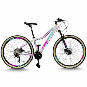 Bicicleta Aro 29 Cripto 24 Marchas Freio Disco c/Suspensão Pneu Bege