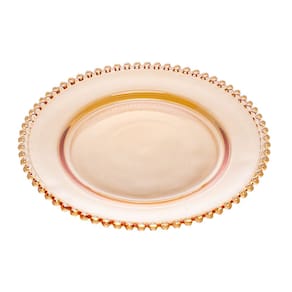 Prato Raso de Cristal Pearl Bolinha Âmbar 28cm Wolff