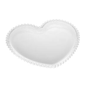 Prato Raso de Cristal C/Formato Coração Pearl Bolinha Transparente 30x25cm Wolff