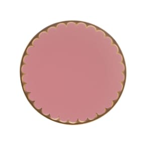 Prato Raso P/Sobremesa de Porcelana EGG Rosa Matt/Dourado 19cm Wolff