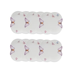 Cj 6 Sousplats de Porcelana Branca Borboletas 27cm Wolff