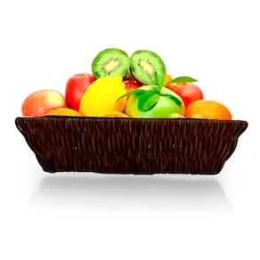 Fruteira De Mesa Plástica Retangular Marrom 26cm