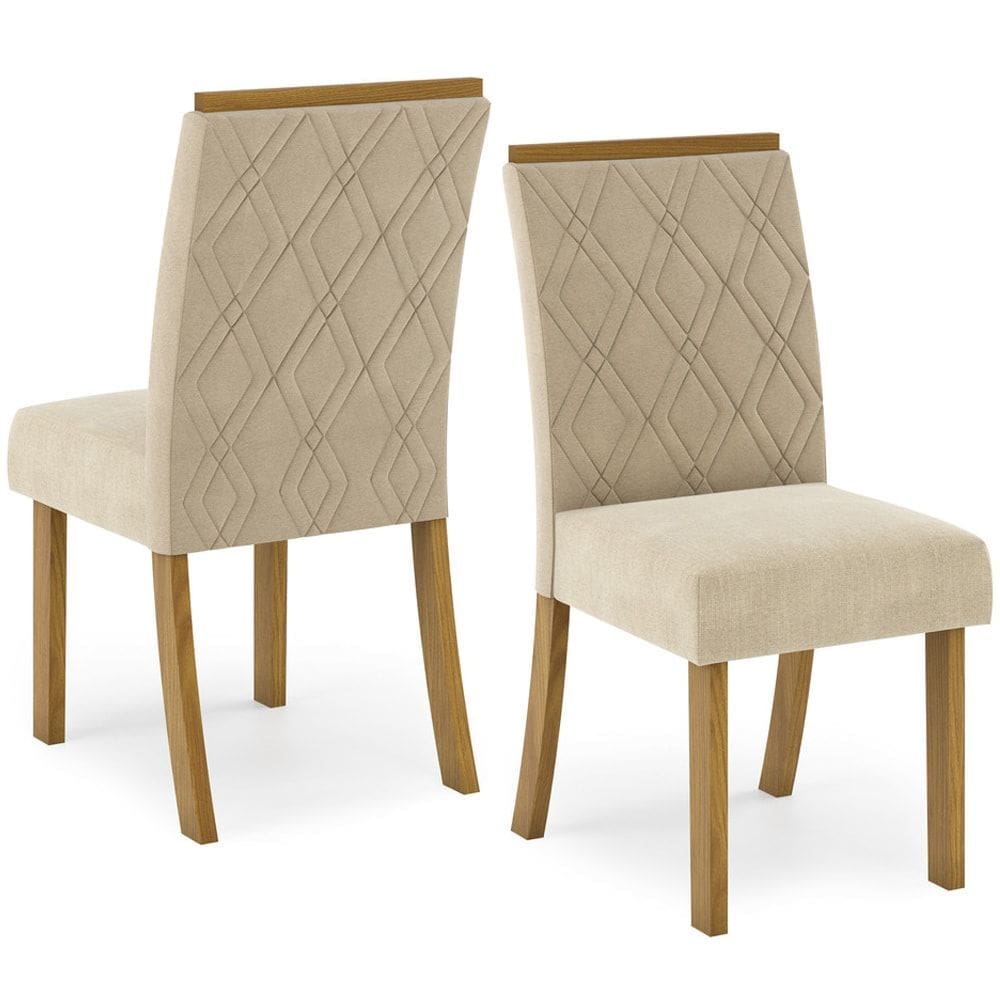 Kit 2 Cadeiras Estofadas Sala De Jantar Vita Suede Linho Henn