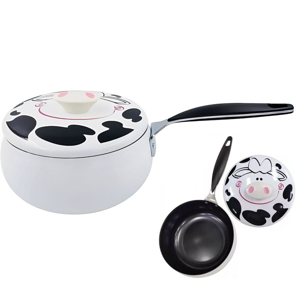 Panela Esmaltada Antiaderente Decorativa da Vaquinha 1,2Lt