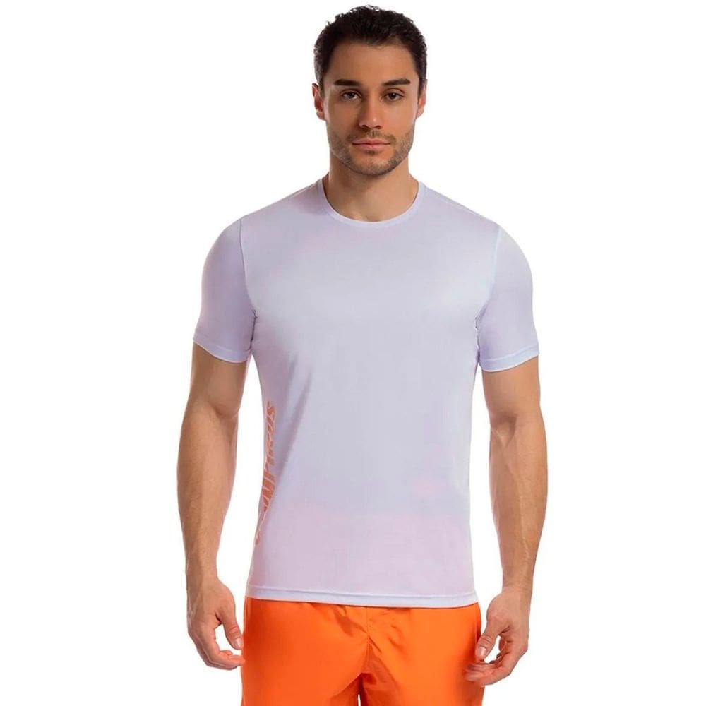 Camiseta Olympikus Basic Logo Masculina Branco e Laranja