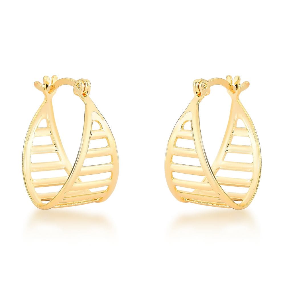 Brinco De Argola Feminina Clássico Básico Folheado Ouro 18k