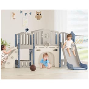 Escorregador 9 em 1 XJD, Escorregador para Bebês a Partir de 1 Ano, Playground com Cesta de Basquete, Para Interior e Exterior (Azul), para