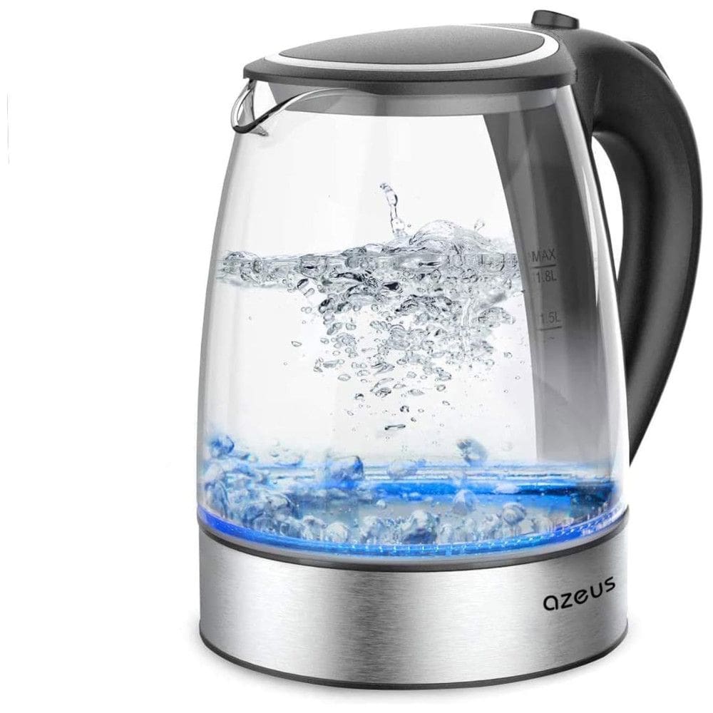 Chaleira Elétrica de 1,8L com Desligamento Automático e Proteção contra Fervura Seca - Aço Inox e Vidro Borossilicato - Ferva