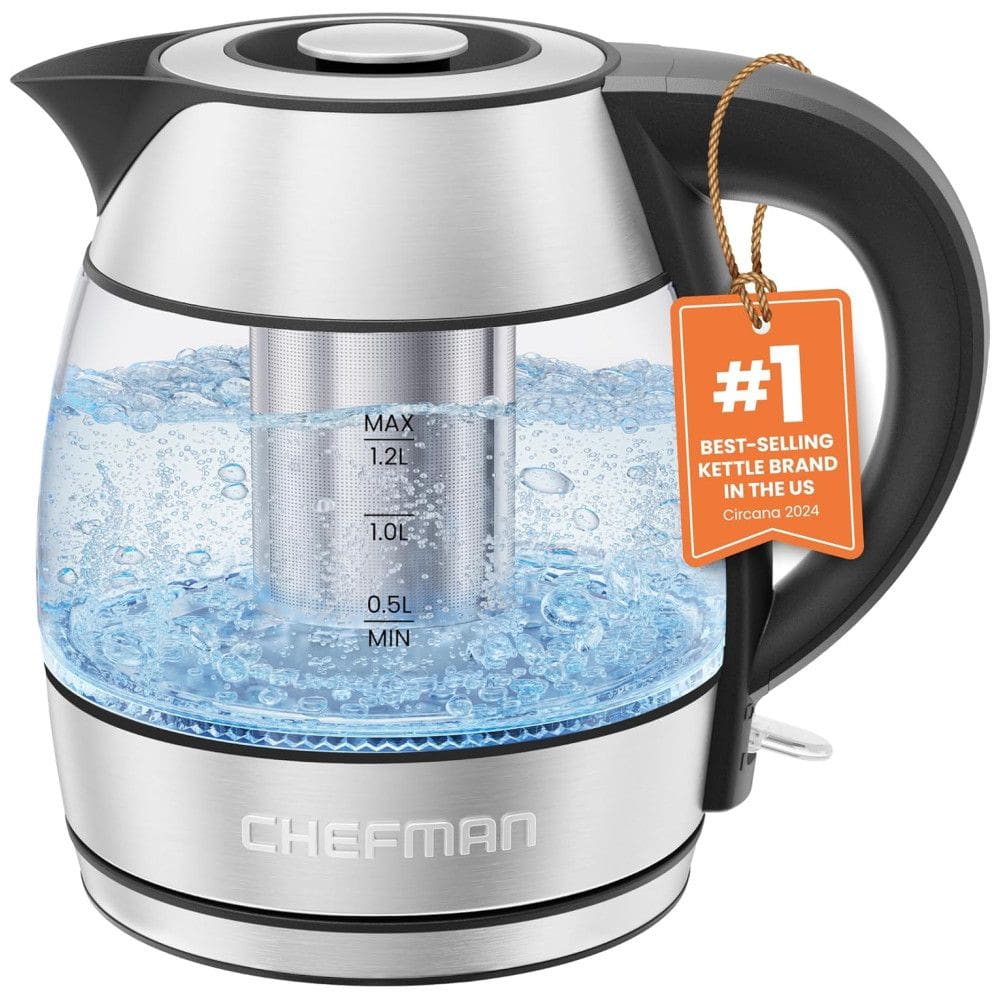 Chaleira Elétrica CHEFMAN 1.2L 1500W para Chá com Infusor de Inox, Desligamento Automático, Proteção contra Fervura a Seco e Luz LED