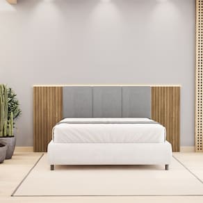 Cabeceira Casal Queen 268cm Com LED Cleo Linho Cinza V02 - Mpozenato