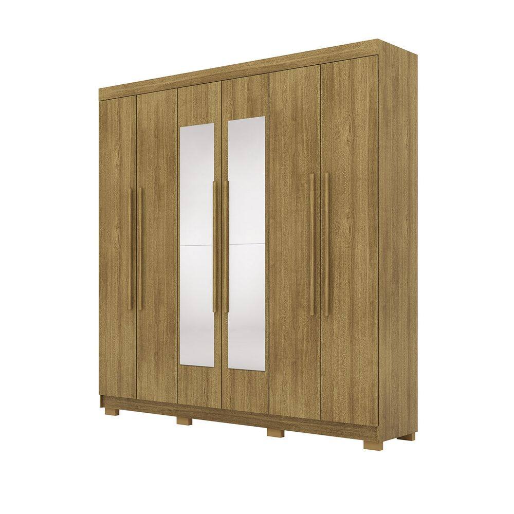 Guarda Roupa Casal 218cm Com Espelho Elegance Nature - Vila Rica