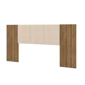 Cabeceira Casal Queen 268cm Com LED Cleo Linho Bege V02 - Mpozenato