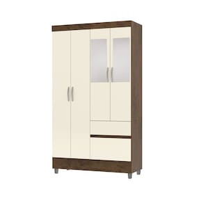 Guarda Roupa Solteiro 102cm Com Espelho Ideal Imbuia/Champanhe - Vila Rica