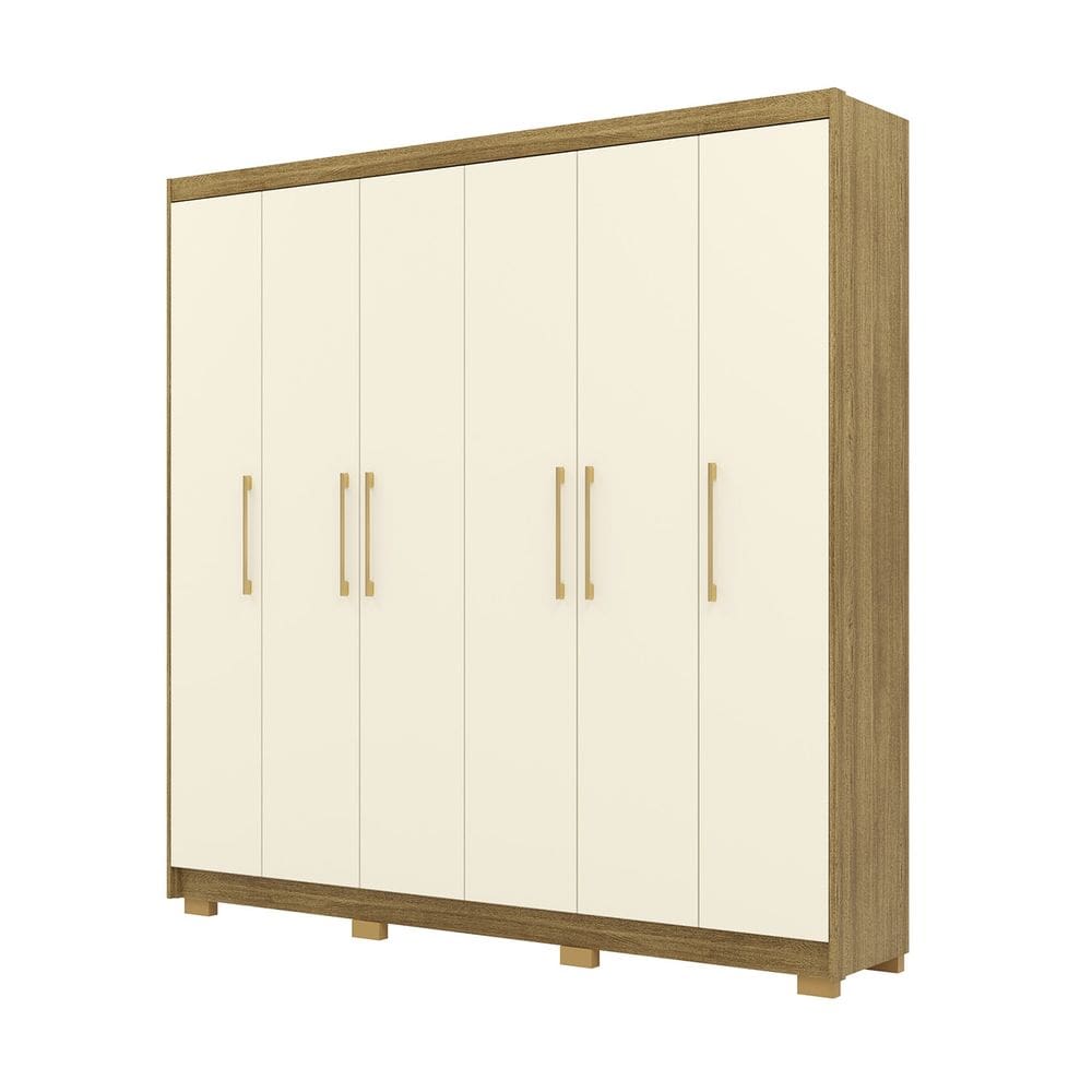 Guarda Roupa Casal 223cm 6 Portas Pako Nature/Champanhe V02 - Mpozenato