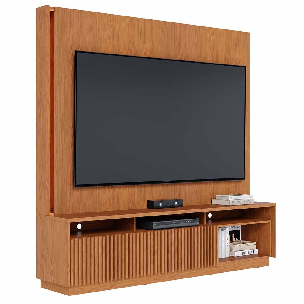 Estante Painel TV 75 Pol Com LED 200cm Mafra Freijó C05    - Mpozenato