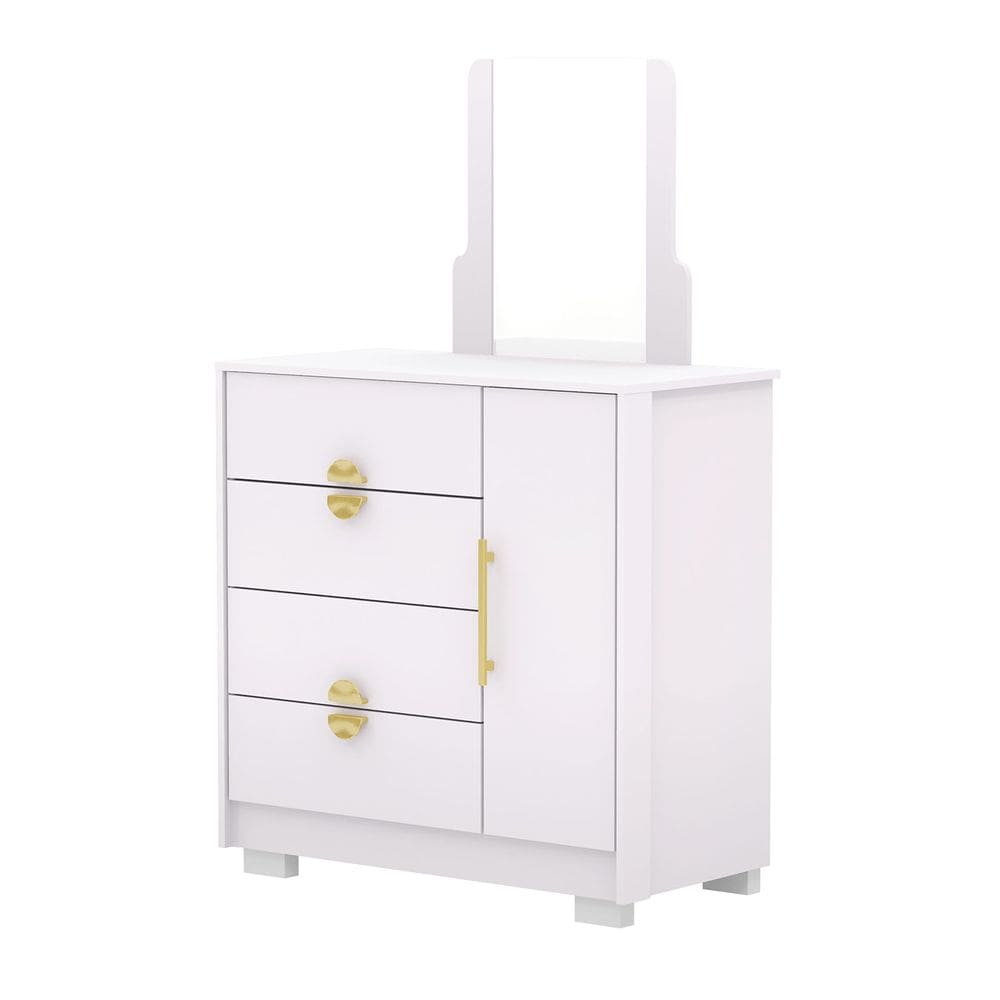 Cômoda Para Quarto 93cm Com Espelho Ilha Bela Flex Branco - Vila Rica