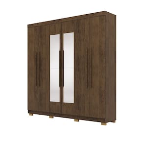Guarda Roupa Casal 218cm Com Espelho Bolty Imbuia Rústico V02 - Mpozenato